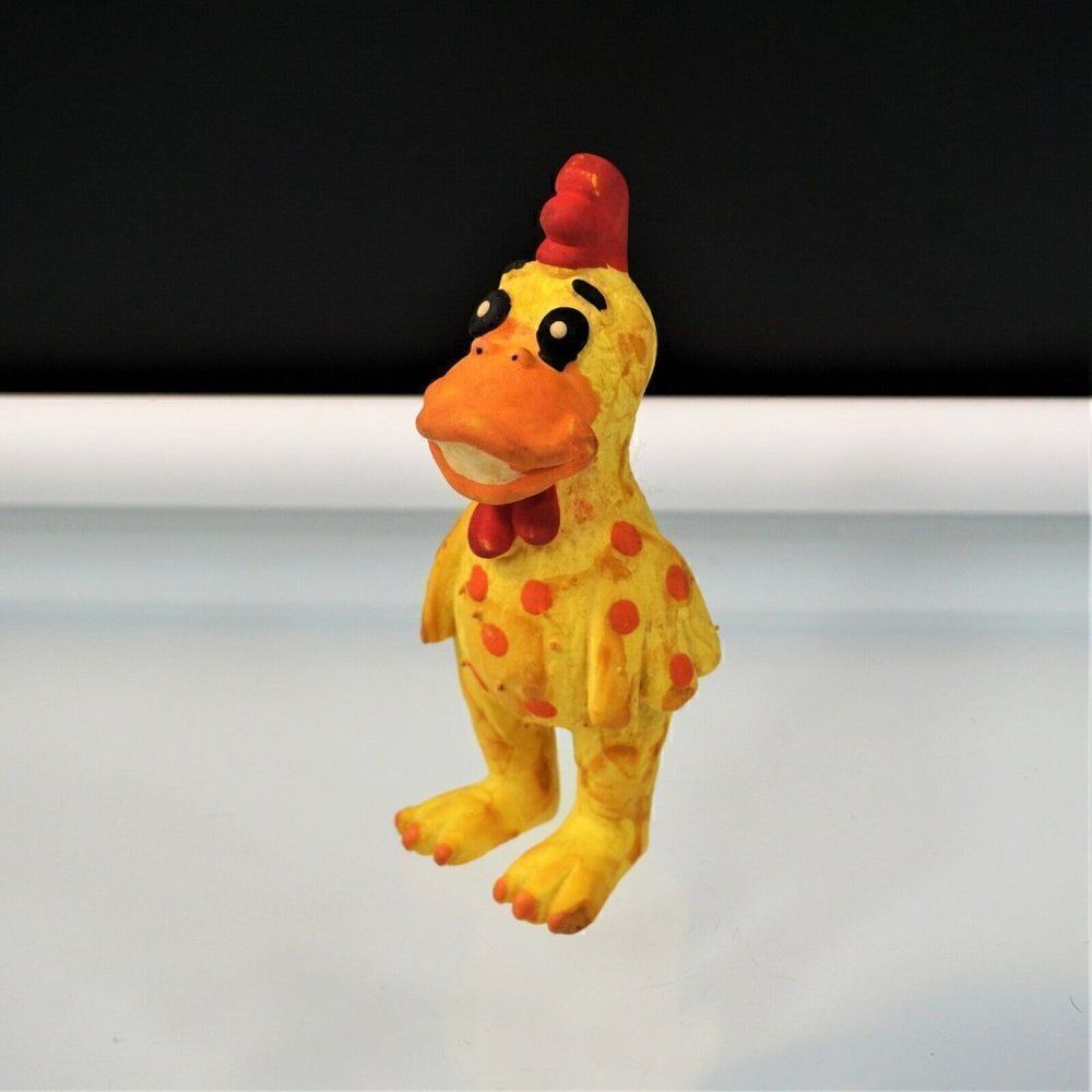Yellow Squeaky Hen Dog Toy Latex Rubber